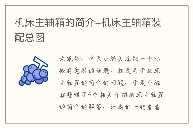 机床主轴箱的简介-机床主轴箱装配总图