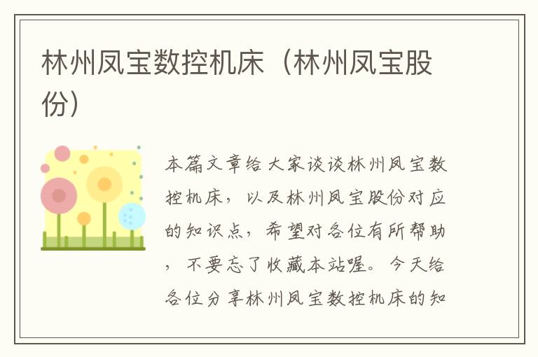 林州凤宝数控机床(林州凤宝股份)