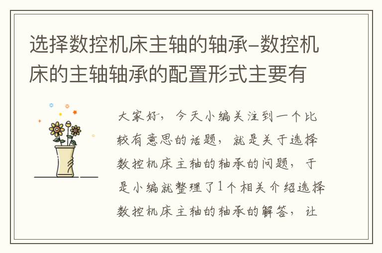 选择数控机床主轴的轴承-数控机床的主轴轴承的配置形式主要有