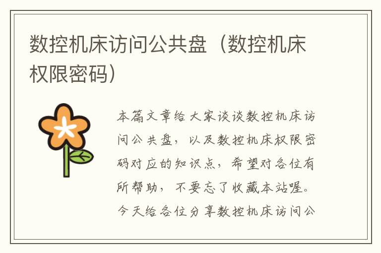 数控机床访问公共盘(数控机床权限密码)
