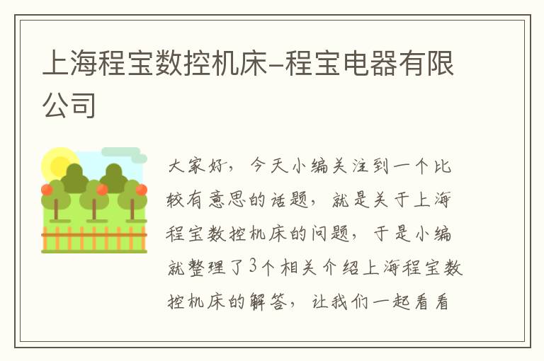 上海程宝数控机床-程宝电器有限公司