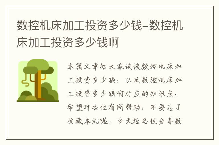 数控机床加工投资多少钱-数控机床加工投资多少钱啊