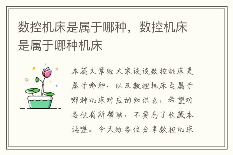 数控机床是属于哪种,数控机床是属于哪种机床