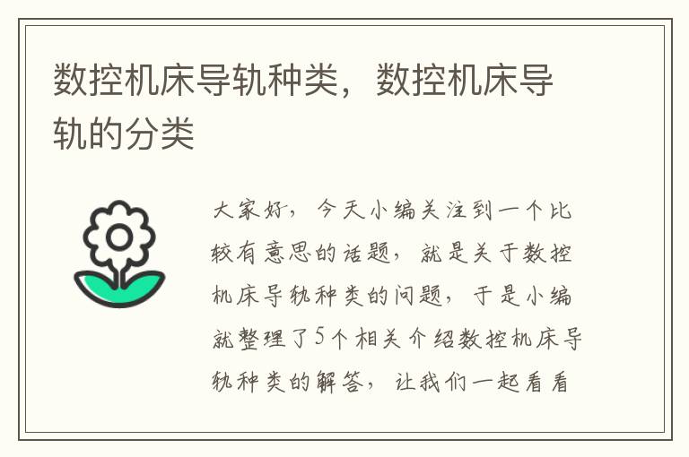 数控机床导轨种类,数控机床导轨的分类