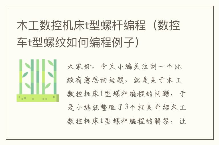 木工数控机床t型螺杆编程(数控车t型螺纹如何编程例子)
