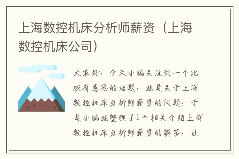 上海数控机床分析师薪资(上海数控机床公司)