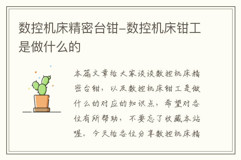 数控机床精密台钳-数控机床钳工是做什么的