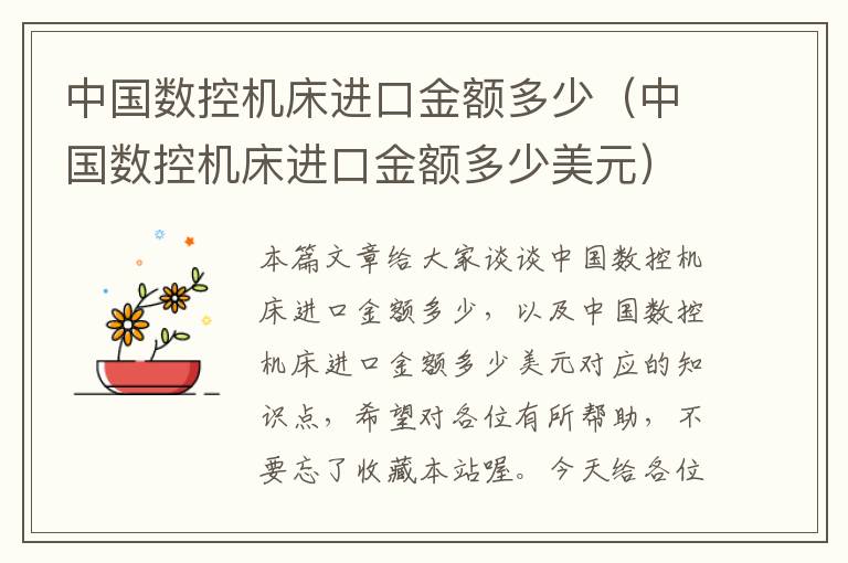 中国数控机床进口金额多少(中国数控机床进口金额多少美元)
