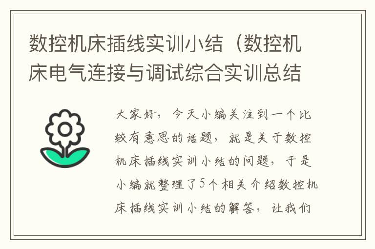 数控机床插线实训小结(数控机床电气连接与调试综合实训总结)
