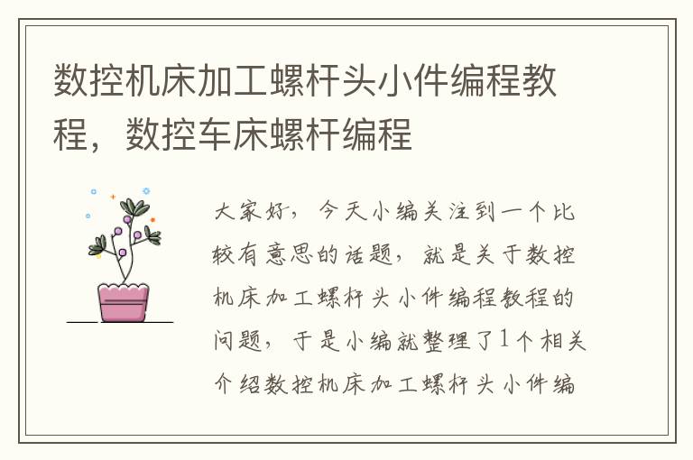 数控机床加工螺杆头小件编程教程,数控车床螺杆编程