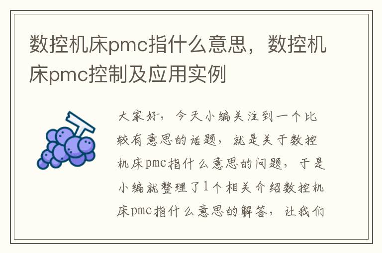 数控机床pmc指什么意思，数控机床pmc控制及应用实例