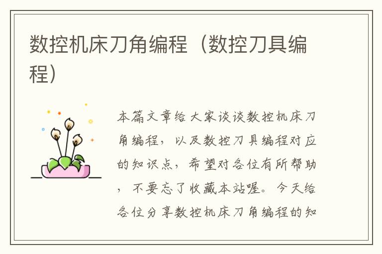 数控机床刀角编程(数控刀具编程)