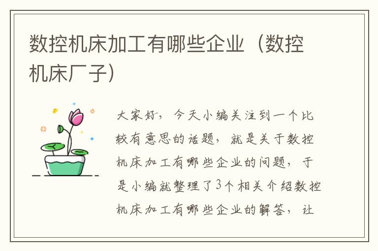数控机床加工有哪些企业(数控机床厂子)