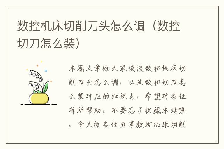 数控机床切削刀头怎么调(数控切刀怎么装)