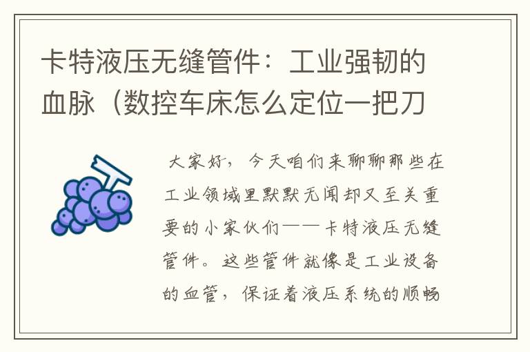 卡特液压无缝管件:工业强韧的血脉(数控车床怎么定位一把刀的零点)