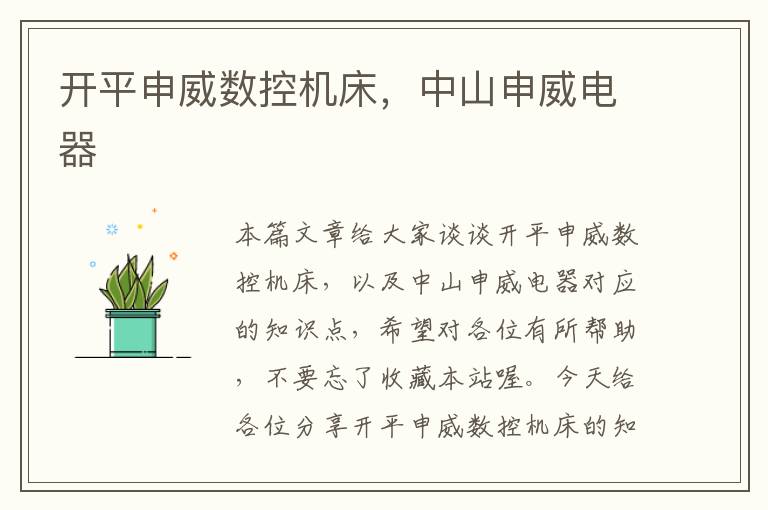 开平申威数控机床,中山申威电器