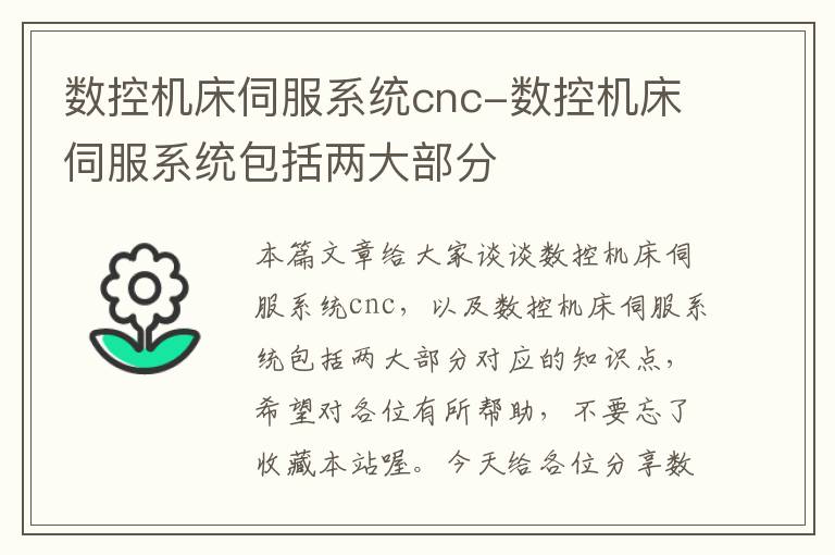 数控机床伺服系统cnc-数控机床伺服系统包括两大部分