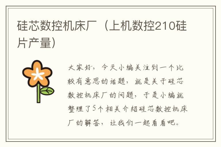 硅芯数控机床厂(上机数控210硅片产量)