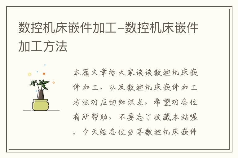 数控机床嵌件加工-数控机床嵌件加工方法
