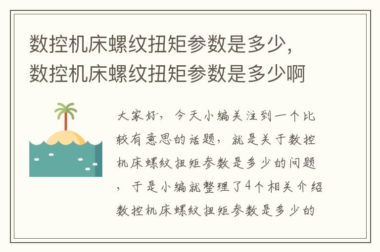 数控机床螺纹扭矩参数是多少,数控机床螺纹扭矩参数是多少啊
