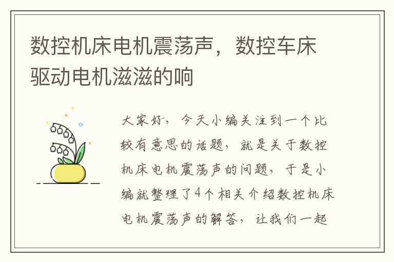 数控机床电机震荡声,数控车床驱动电机滋滋的响