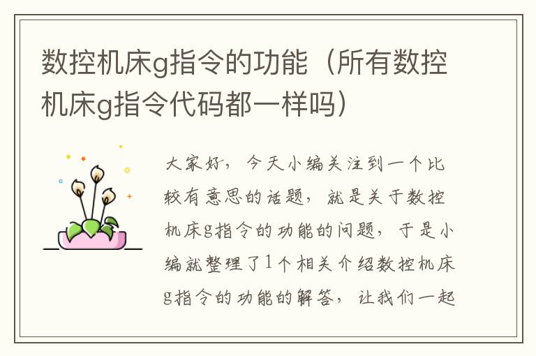 数控机床g指令的功能（所有数控机床g指令代码都一样吗）