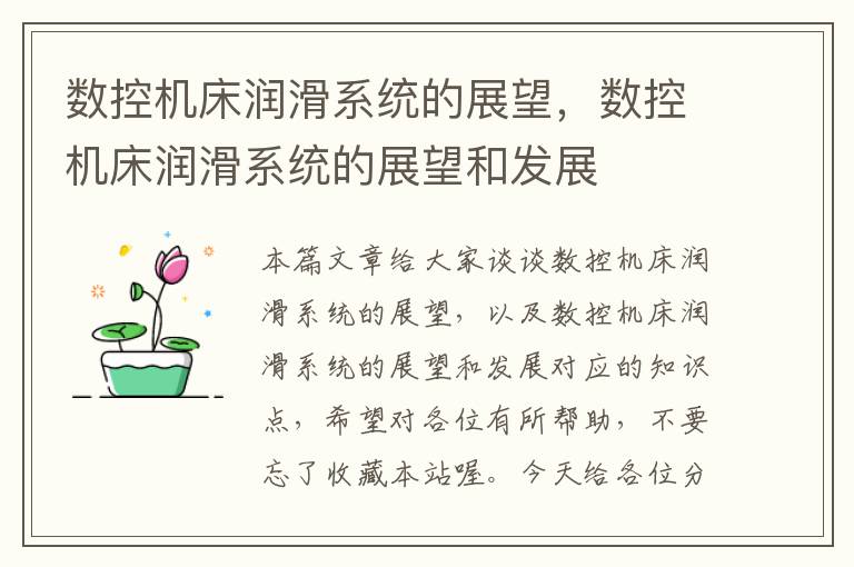 数控机床润滑系统的展望,数控机床润滑系统的展望和发展