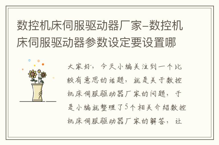 数控机床伺服驱动器厂家-数控机床伺服驱动器参数设定要设置哪些