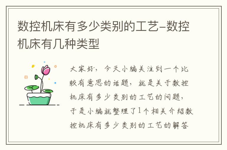 数控机床有多少类别的工艺-数控机床有几种类型