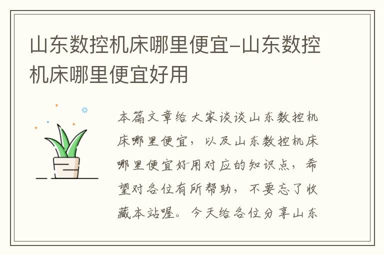 山东数控机床哪里便宜-山东数控机床哪里便宜好用