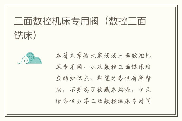 三面数控机床专用阀(数控三面铣床)