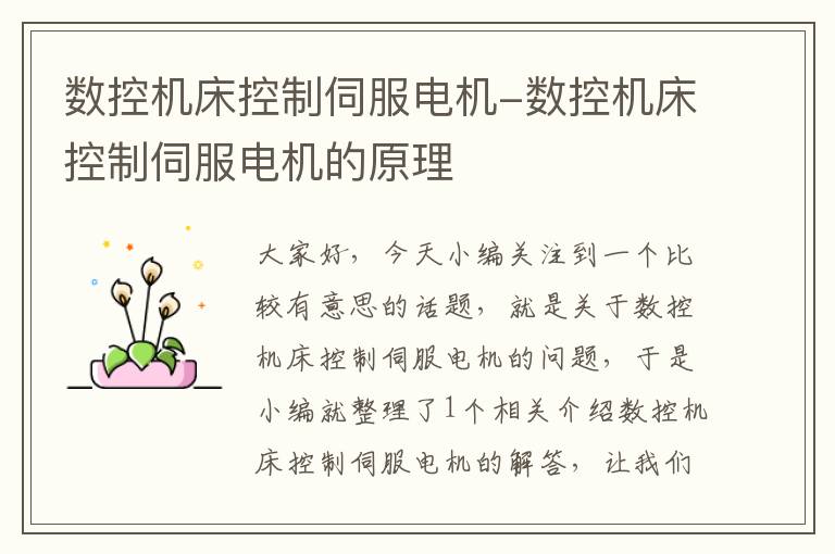 数控机床控制伺服电机-数控机床控制伺服电机的原理