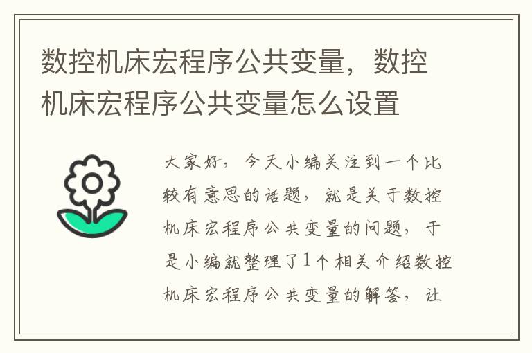 数控机床宏程序公共变量，数控机床宏程序公共变量怎么设置