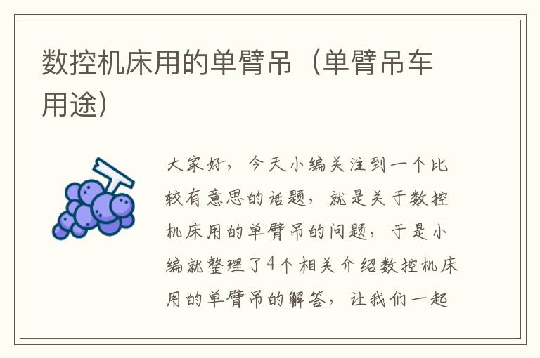 数控机床用的单臂吊(单臂吊车用途)