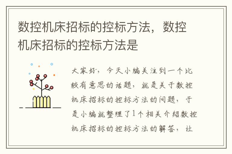 数控机床招标的控标方法,数控机床招标的控标方法是