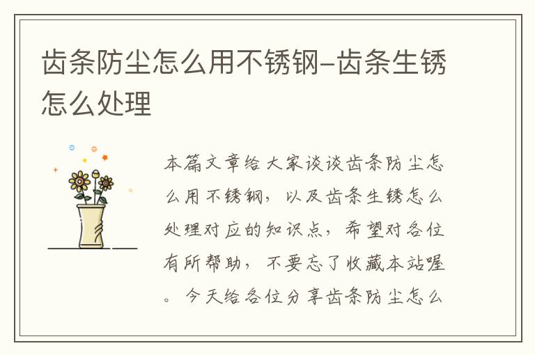 齿条防尘怎么用不锈钢-齿条生锈怎么处理
