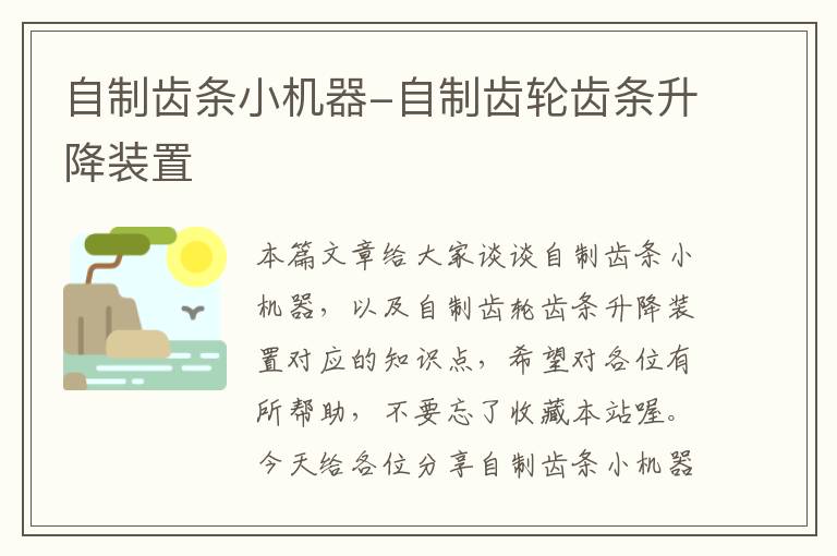 自制齿条小机器-自制齿轮齿条升降装置