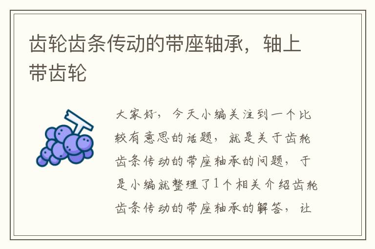 齿轮齿条传动的带座轴承,轴上带齿轮