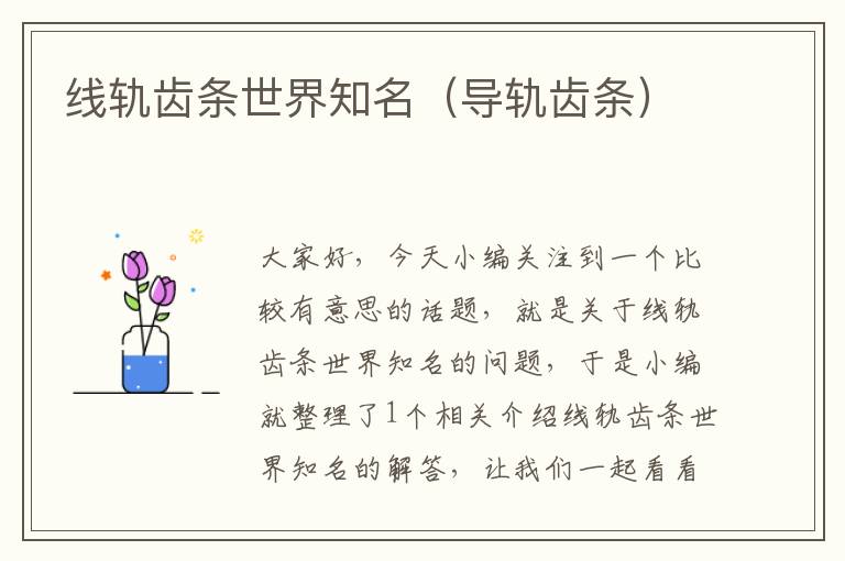 线轨齿条世界知名(导轨齿条)