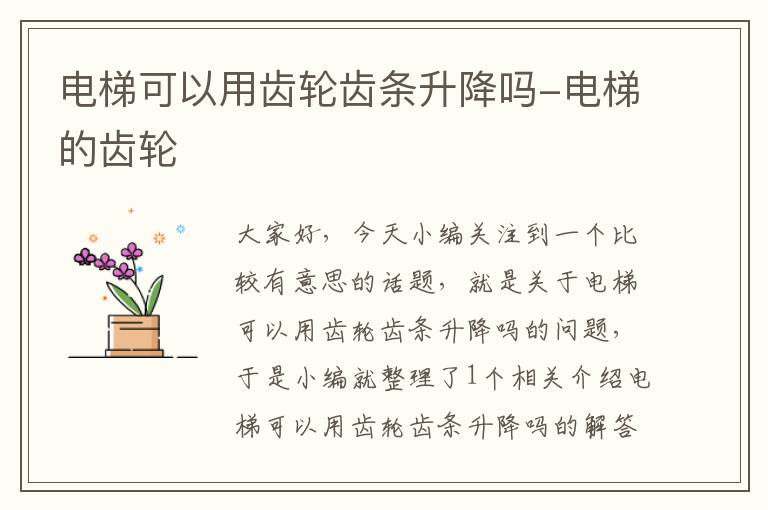 电梯可以用齿轮齿条升降吗-电梯的齿轮