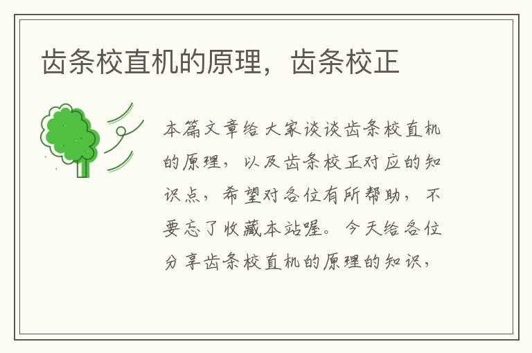 齿条校直机的原理,齿条校正