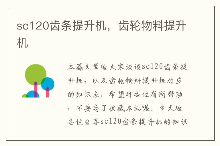 sc120齿条提升机,齿轮物料提升机