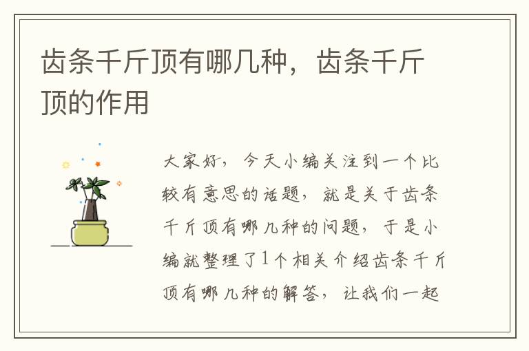 齿条千斤顶有哪几种,齿条千斤顶的作用