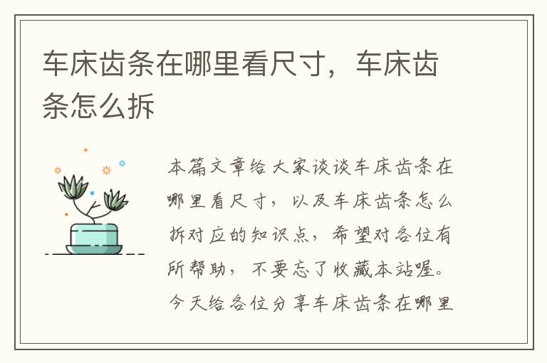 车床齿条在哪里看尺寸,车床齿条怎么拆