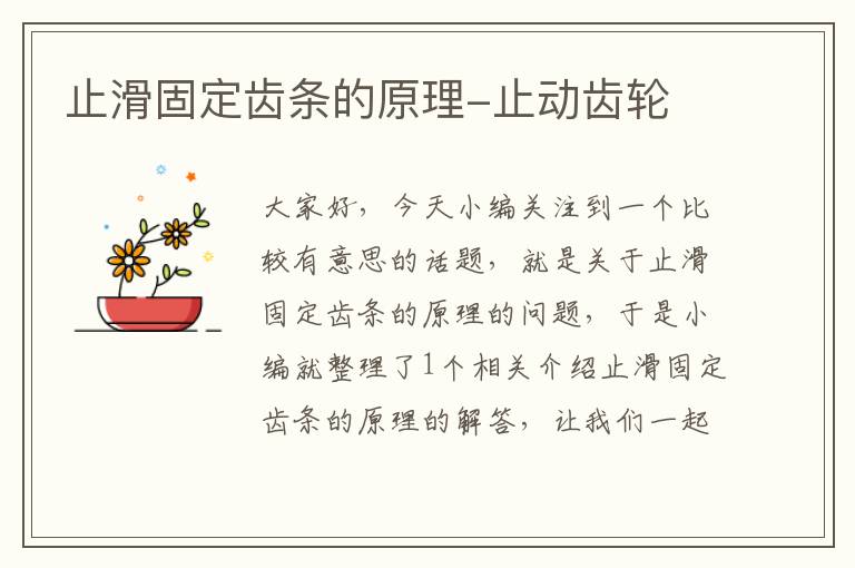 止滑固定齿条的原理-止动齿轮