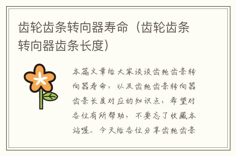 齿轮齿条转向器寿命(齿轮齿条转向器齿条长度)