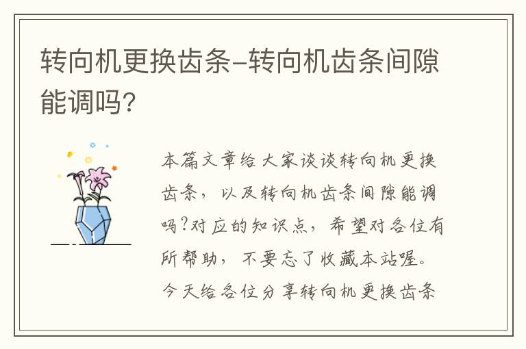 转向机更换齿条-转向机齿条间隙能调吗?
