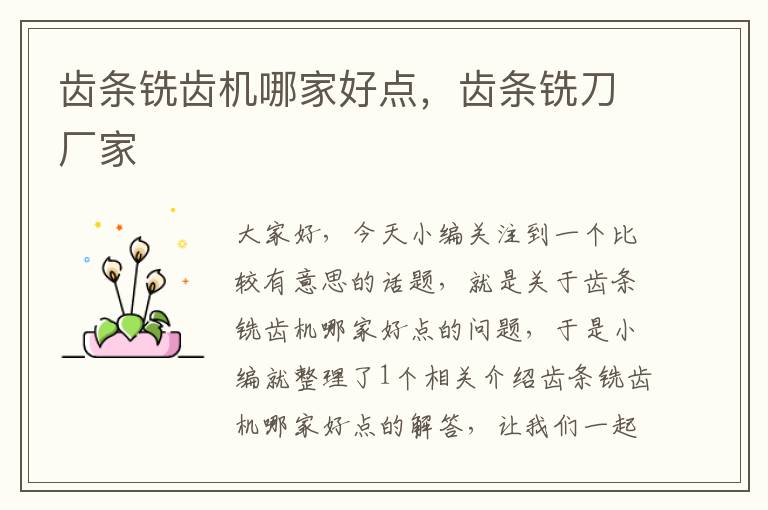 齿条铣齿机哪家好点,齿条铣刀厂家