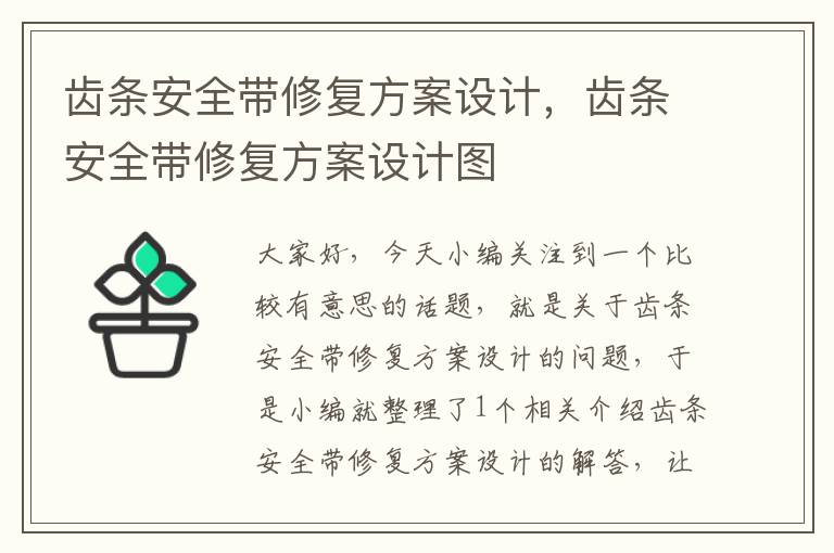 齿条安全带修复方案设计,齿条安全带修复方案设计图
