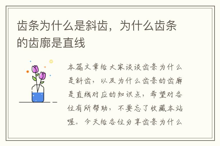 齿条为什么是斜齿,为什么齿条的齿廓是直线